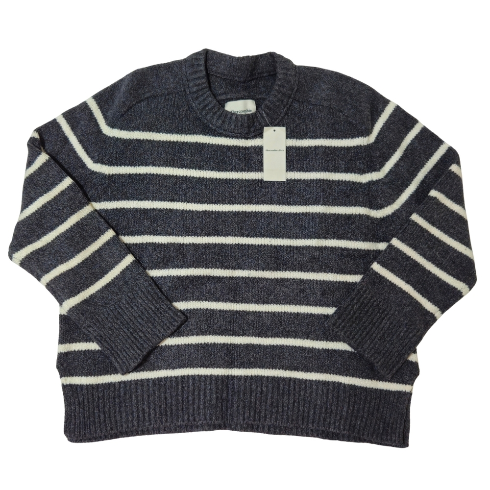 Abercrombie & Fitch Madeline Sweater Stripe Medium Dark Gray NWT